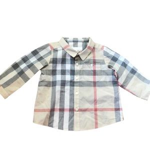 Burberry plaid button down shirt 6 months